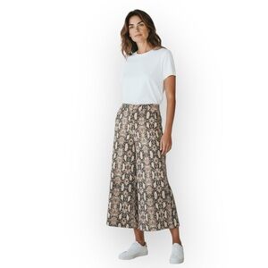 Final Touch Snakeskin Wide Leg Crop Ankle Pants Small Brown Black Made in USA